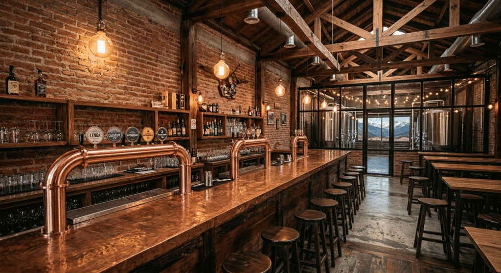 Mesada de chapa de cobre en cervecería artesanal patagónica — Pagani SA